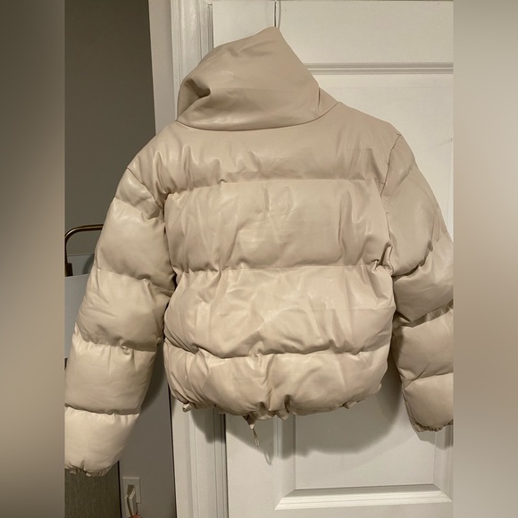 EN SAISON VEGAN LEATHER NATURAL PUFFER JACKET - Picture 2 of 5